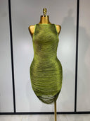 Olive Shimmer Bandage Dress