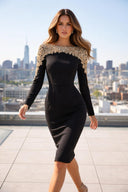 Rhinestone Beaded Midi Dress