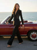 Rhinestone Beaded Knit Blazer Set