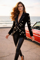 BLAZER IN VELLUTO NERO CON DECORAZIONI DI CRISTALLI 
