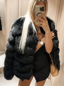 Black Chic Fox Fur Jacket