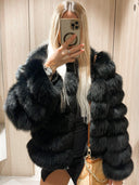Black Chic Fox Fur Jacket
