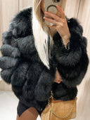Black Chic Fox Fur Jacket