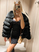 Black Chic Fox Fur Jacket