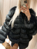 Black Chic Fox Fur Jacket