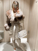 Beige Parka Fox Fur Jacket