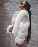 Fox Fur Genuine Leather Jacket in gray