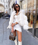Fox Fur Genuine Leather Jacket in off-white