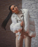 Fox Fur Genuine Leather Jacket in gray