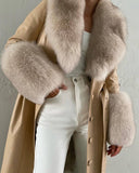 CAPPOTTO IN VERA PELLE DI VOLPE COLORE BEIGE