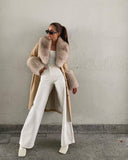 CAPPOTTO IN VERA PELLE DI VOLPE COLORE BEIGE