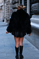 Black Fox Fur & Genuine Leather Jacket