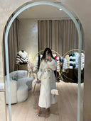 Real Fox Fur Cashmere Coat in white
