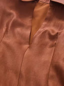 Copper Draped Collar Plunge Midi Dress