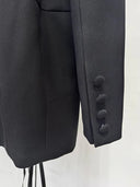 Black Oversized Corset Lace-Up Blazer with Peak Lapels
