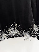 Completo in Velluto Nero con Top Decorato di Cristalli & Minigonna