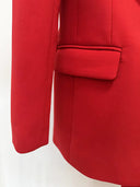 Red 3D Flower Appliqué Blazer & Flared Trousers Set