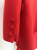 Red 3D Flower Appliqué Blazer & Flared Trousers Set