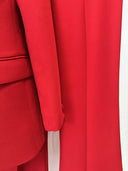 Red 3D Flower Appliqué Blazer & Flared Trousers Set