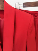 Red 3D Flower Appliqué Blazer & Flared Trousers Set