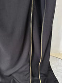 Black Mock-Neck Draped Maxi Dress with Gold Zip Slit