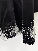 Completo in Velluto Nero con Top Decorato di Cristalli & Minigonna