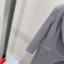 Grey Asymmetric Blazer Maxi Dress with Lace Corset Inset
