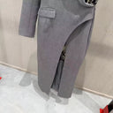 Grey Asymmetric Blazer Maxi Dress with Lace Corset Inset