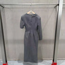 Grey Asymmetric Blazer Maxi Dress with Lace Corset Inset