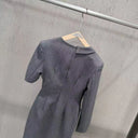 Grey Asymmetric Blazer Maxi Dress with Lace Corset Inset