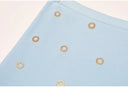 Sky Blue Knit Top & Ruffle Midi Skirt Set with Gold Crystal Rings