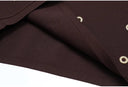 Chocolate Brown Knit Top & Ruffle Midi Skirt Set with Gold Crystal Rings