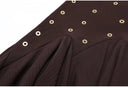 Chocolate Brown Knit Top & Ruffle Midi Skirt Set with Gold Crystal Rings