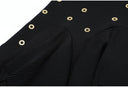 Black Knit Top & Ruffle Midi Skirt Set with Gold Crystal Rings