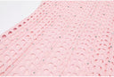 Baby Pink Crochet-Knit Fit & Flare Mini Dress with Crystal Studs