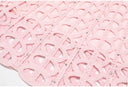 Baby Pink Crochet-Knit Fit & Flare Mini Dress with Crystal Studs