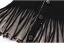 Black Rib-Knit Peplum Cardigan & Pleated Maxi Skirt Set with Jewel Buttons