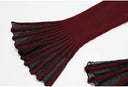 Burgundy Rib-Knit Peplum Cardigan & Pleated Maxi Skirt Set with Jewel Buttons