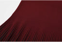 Burgundy Rib-Knit Peplum Cardigan & Pleated Maxi Skirt Set with Jewel Buttons