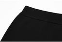 Black Rib-Knit Peplum Cardigan & Pleated Maxi Skirt Set with Jewel Buttons