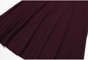 Burgundy Rib-Knit Belted Maxi Dress with Contrast Collar & Pearl Buckle