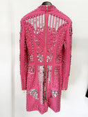 Pink Pearl & Silver Sequin Embellished Long-Sleeve Mini Dress