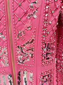Pink Pearl & Silver Sequin Embellished Long-Sleeve Mini Dress