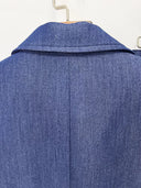 Indigo Denim-Look Blazer & Flared Trousers Set with Gold Buttons