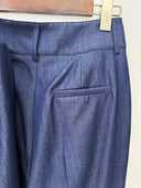 Indigo Denim-Look Blazer & Flared Trousers Set with Gold Buttons