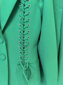 Emerald Green Lace-Up Blazer & Flared Trousers Set