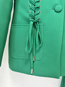 Emerald Green Lace-Up Blazer & Flared Trousers Set