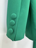 Emerald Green Lace-Up Blazer & Flared Trousers Set