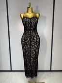 Midnight Lace Bandage Midi Dress