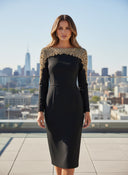 Rhinestone Beaded Midi Dress